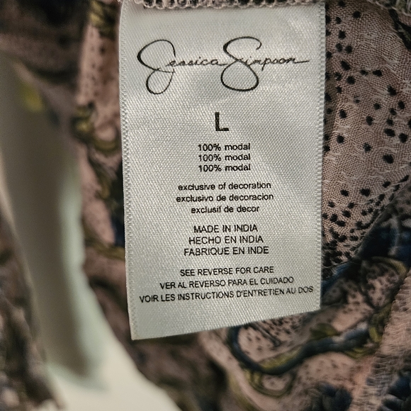 Jessica Simpson Pink Blue Floral Peasant Blouse - Picture 6 of 7